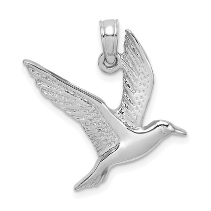 14K Weißgold Polierter Fliegende-Möwe-Charm