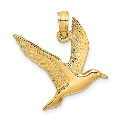 14K Gelbgold Polierter Fliegender Möwen-Charm