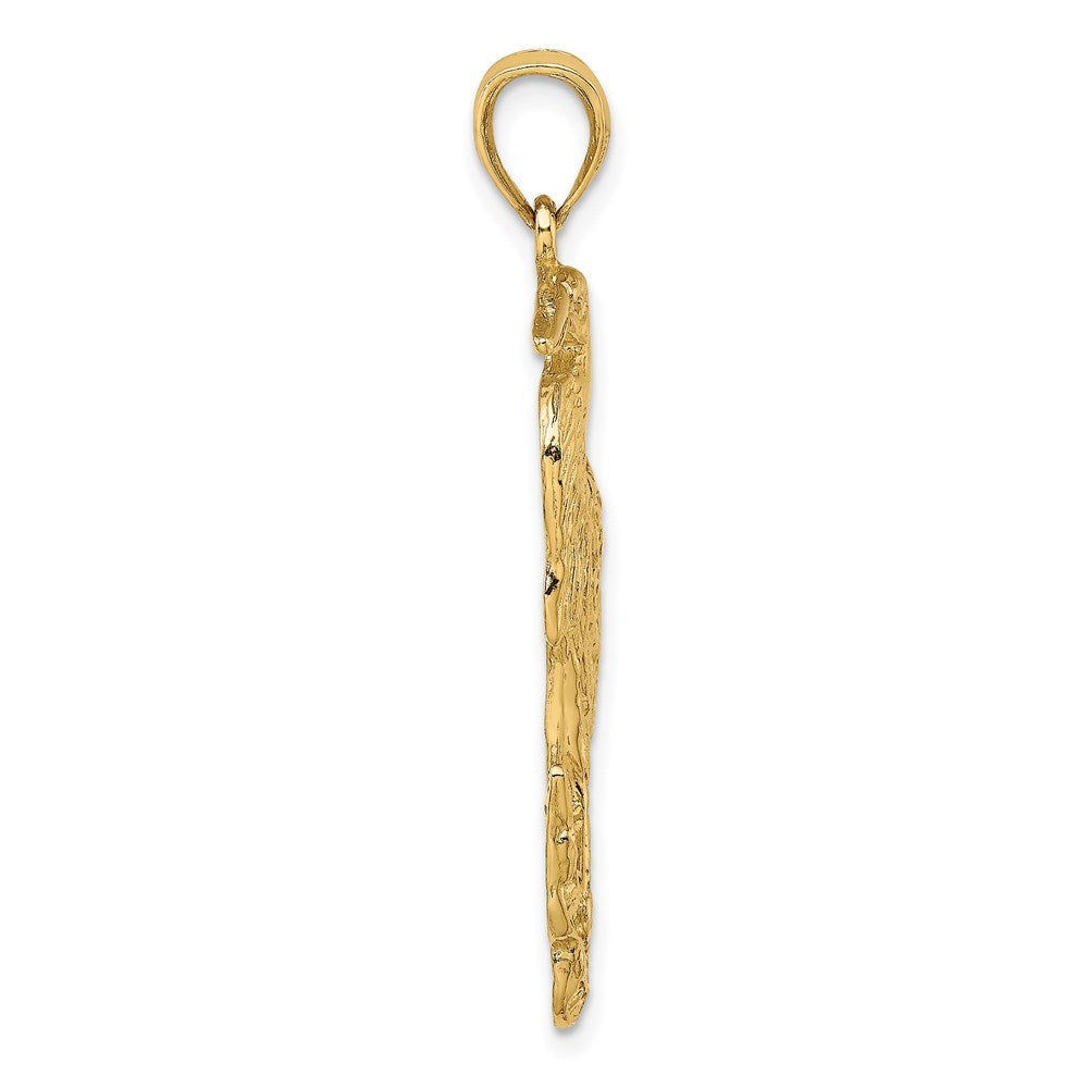 14K Gelbgold Charm strukturierter stehender Reiher-Vogel