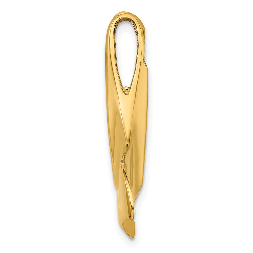 14K Gelbgold 3-D Polierter Wal-Flossen-Charm mit verstecktem Bügel