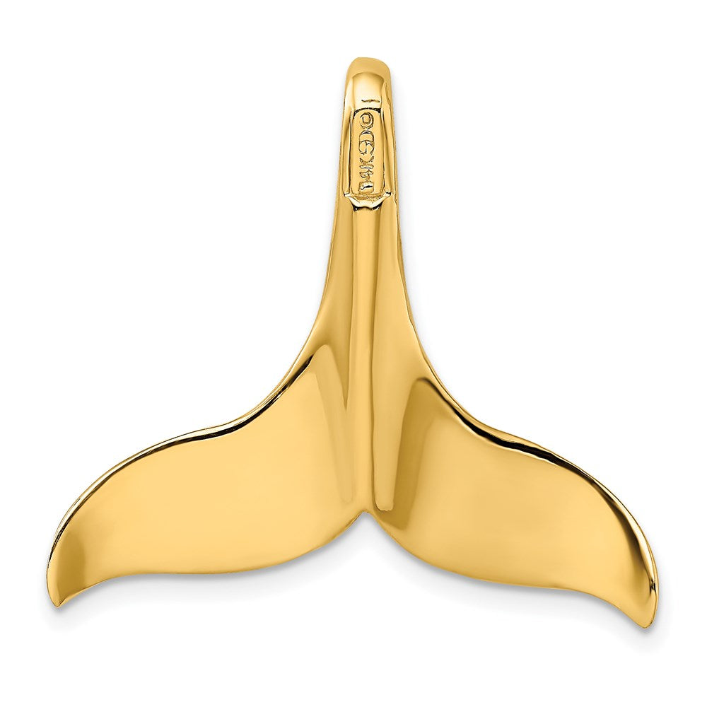 14K Gelbgold 3-D Polierter Wal-Flossen-Charm mit verstecktem Bügel