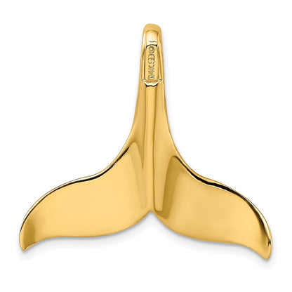14K Gelbgold 3-D Polierter Wal-Flossen-Charm mit verstecktem Bügel