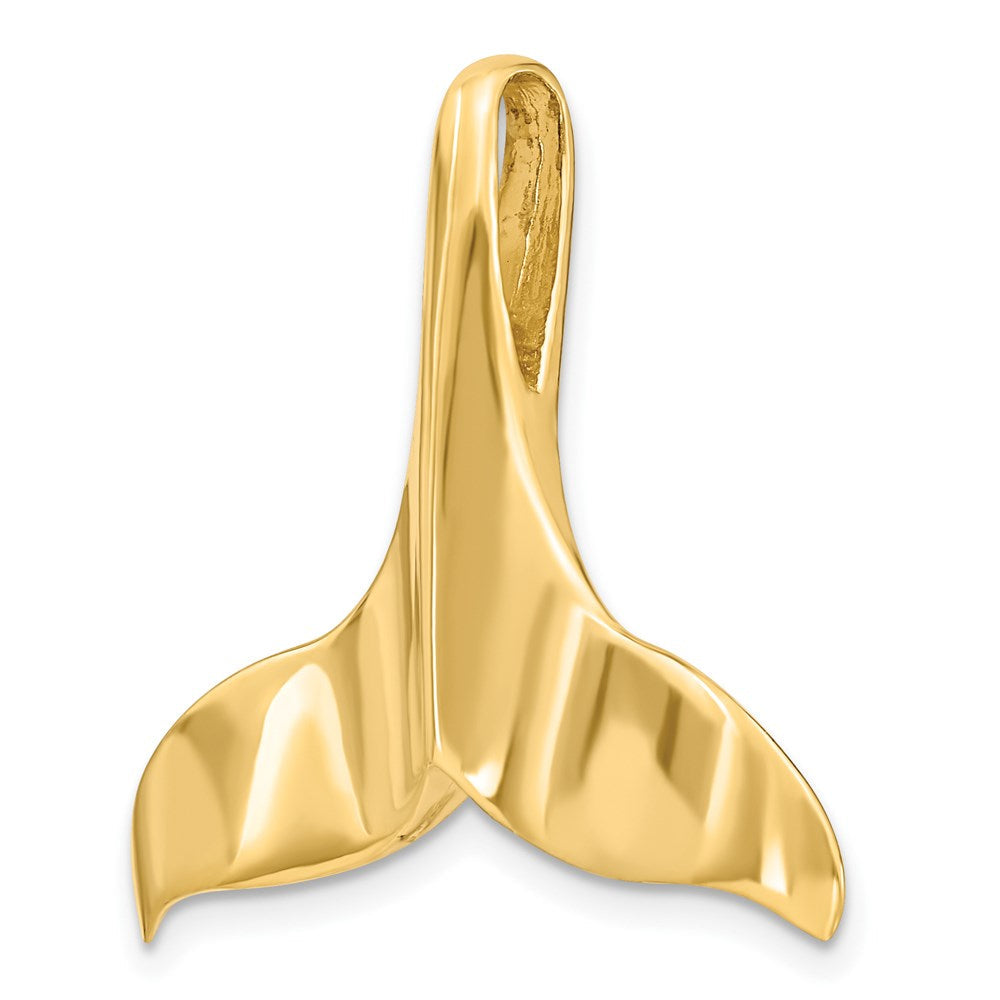 14K Gelbgold 3-D Polierter Wal-Flossen-Charm mit verstecktem Bügel