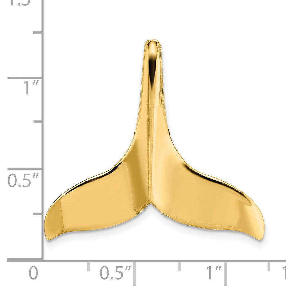 14K Gelbgold 3-D Polierter Wal-Flossen-Charm mit verstecktem Bügel