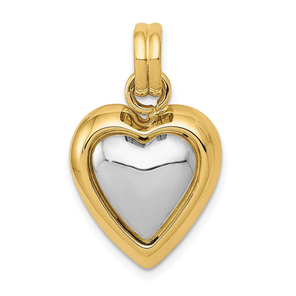 14K Gelb- und Rhodiumgold mit Weißrhodium polierter Herz-Anhänger
