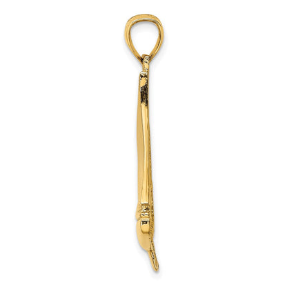 14K Gelbgold 2-D polierter Segelboot-Charm