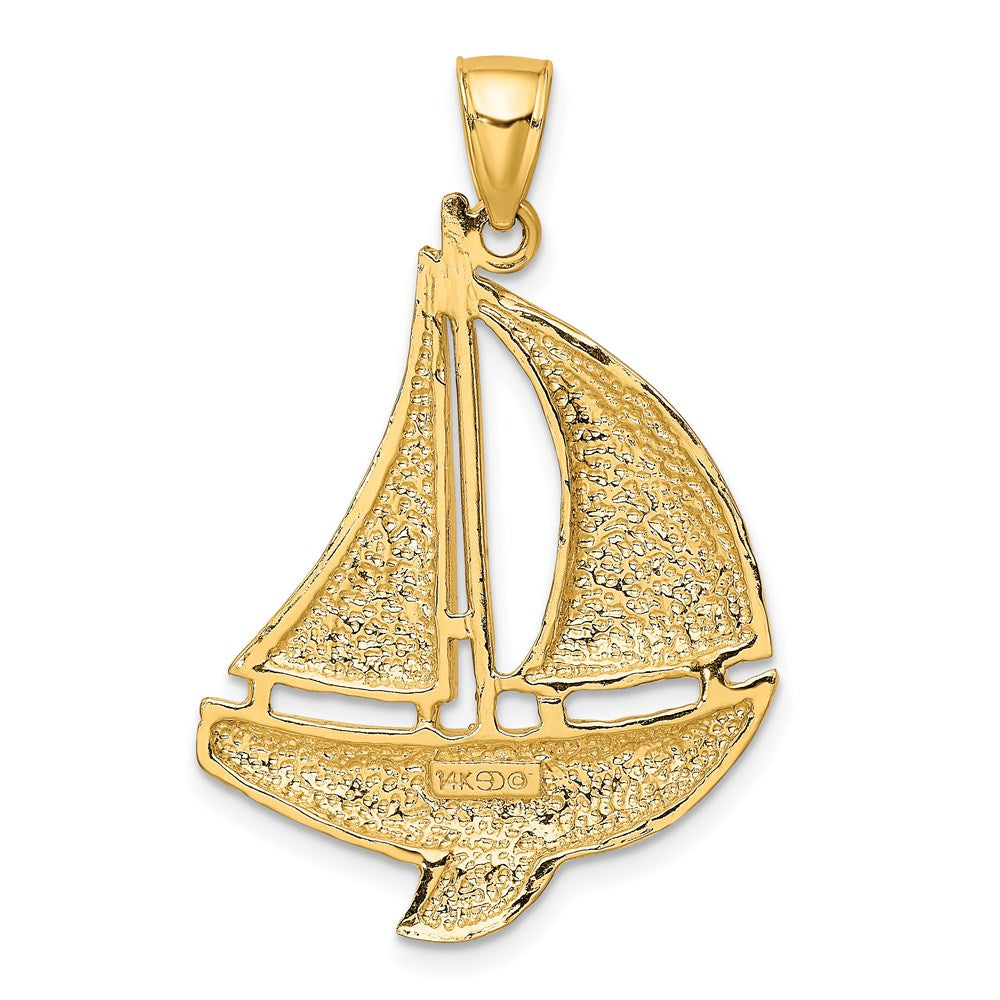 14K Gelbgold 2-D polierter Segelboot-Charm