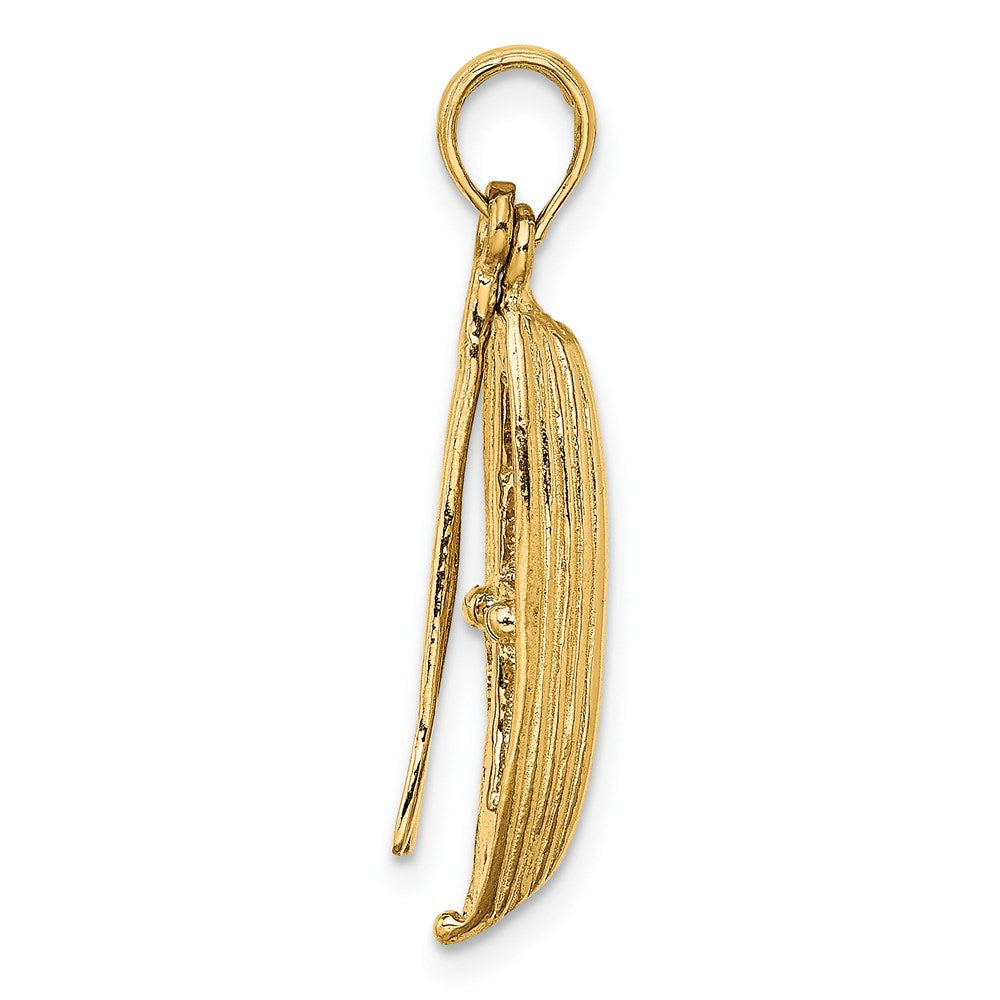 14K Gelbgold 3-D-Boot-Charm mit baumelnden Rudern