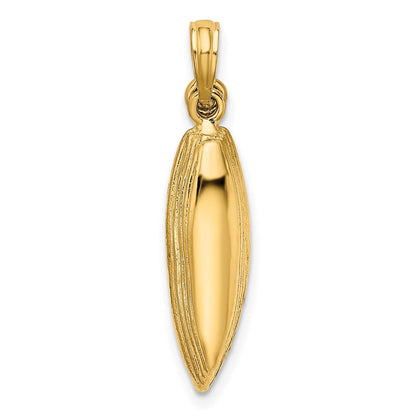 14K Gelbgold 3-D-Boot-Charm mit baumelnden Rudern