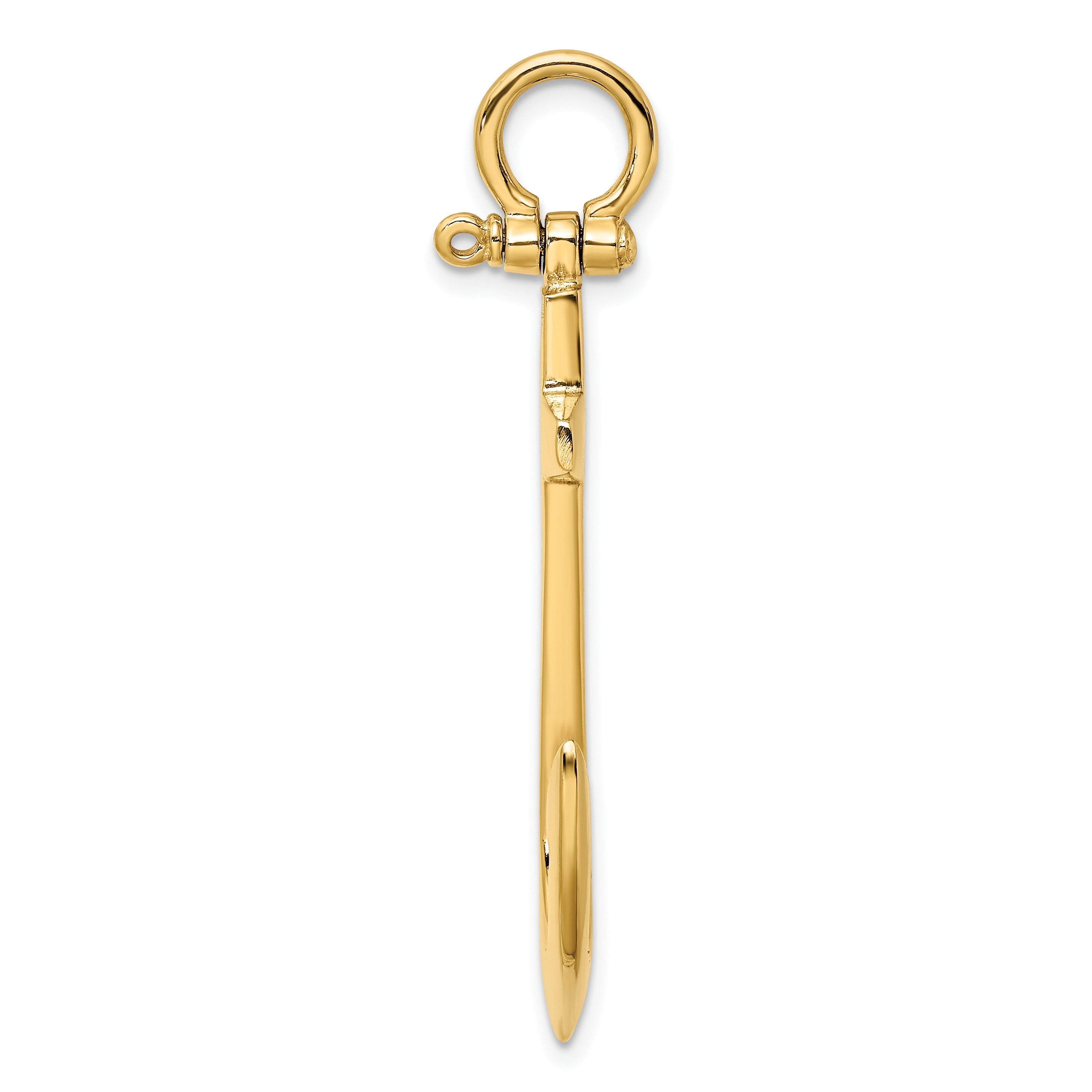 14K Gelbgold 3-D polierter großer Anker-Charm