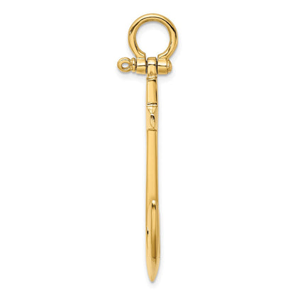14K Gelbgold 3-D polierter großer Anker-Charm