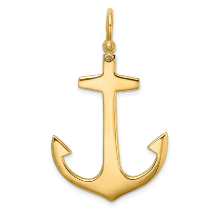 14K Gelbgold 3-D polierter großer Anker-Charm