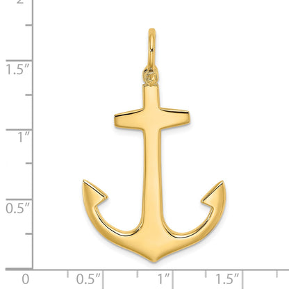14K Gelbgold 3-D polierter großer Anker-Charm