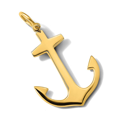 14K Gelbgold 3-D polierter großer Anker-Charm