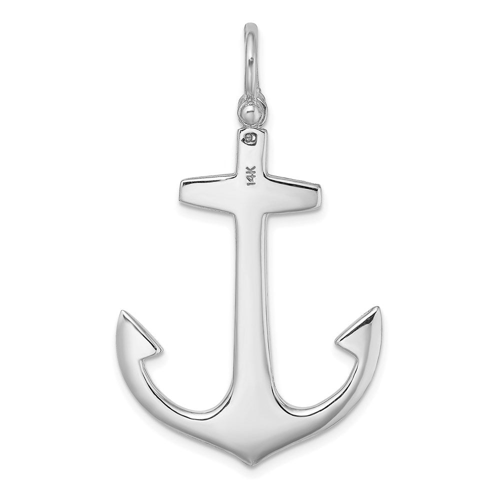 14K Weißgold 3-D polierter großer Anker-Charm