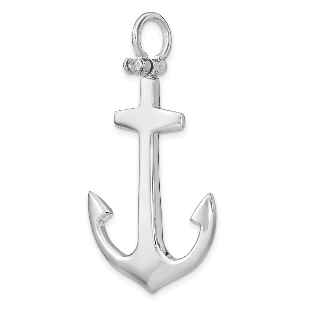 14K Weißgold 3-D polierter großer Anker-Charm