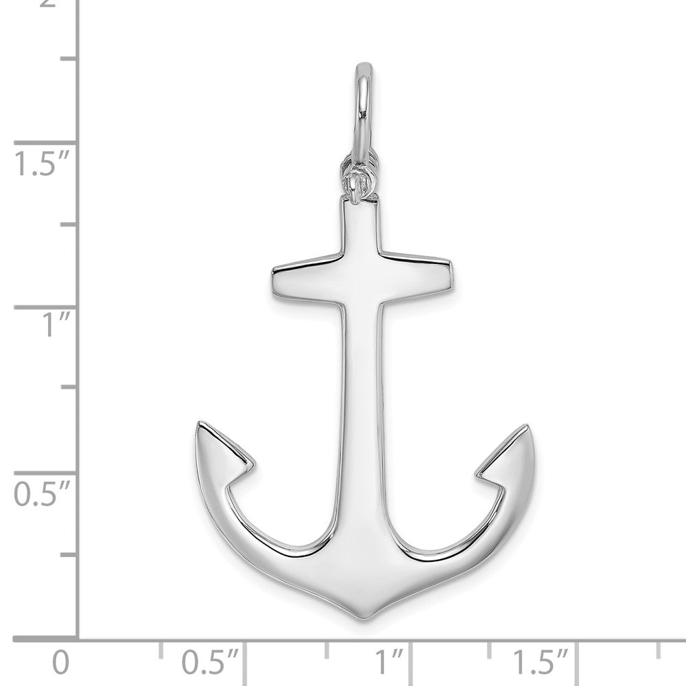 14K Weißgold 3-D polierter großer Anker-Charm