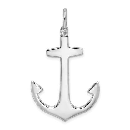 14K Weißgold 3-D polierter großer Anker-Charm
