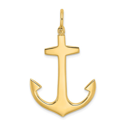 14K Gelbgold 3-D polierter großer Anker-Charm