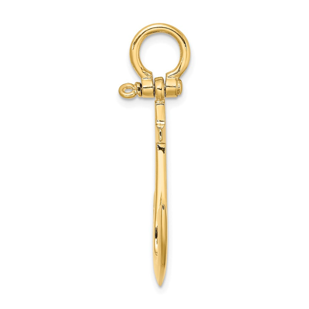 585 Gelbgold 3-D polierter Anker-Charm