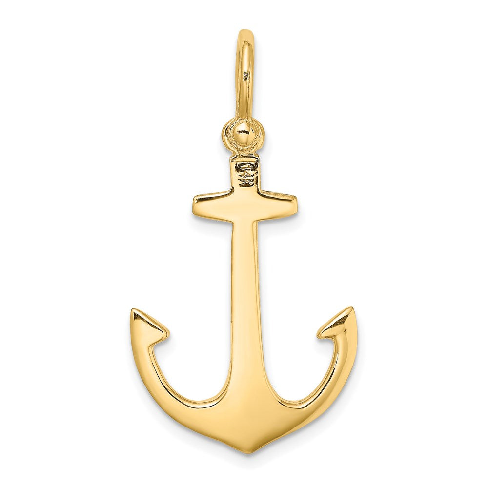 585 Gelbgold 3-D polierter Anker-Charm