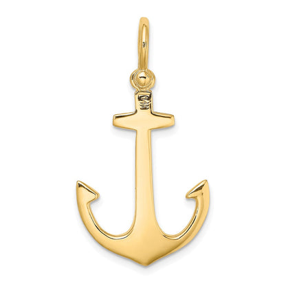585 Gelbgold 3-D polierter Anker-Charm