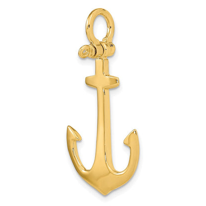 585 Gelbgold 3-D polierter Anker-Charm