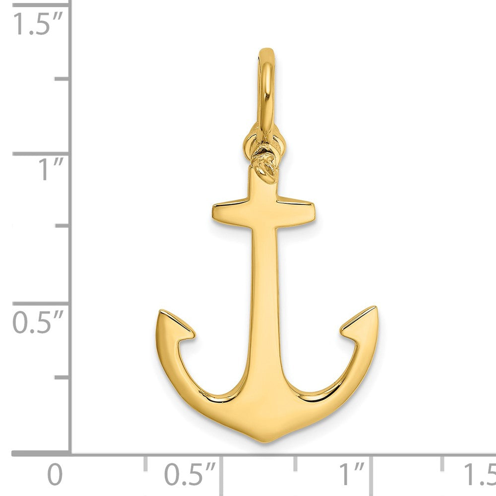 585 Gelbgold 3-D polierter Anker-Charm