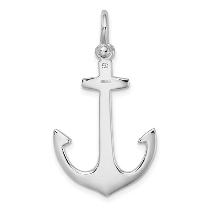 14K Weißgold Polierter 3-D Anker-Charm