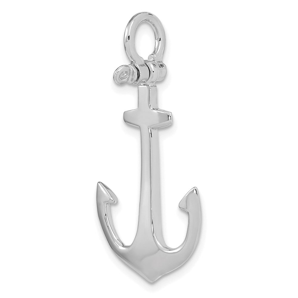14K Weißgold Polierter 3-D Anker-Charm
