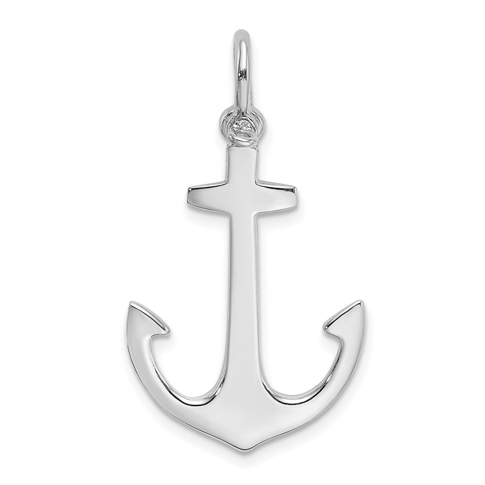 14K Weißgold Polierter 3-D Anker-Charm