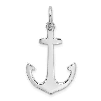 14K Weißgold Polierter 3-D Anker-Charm