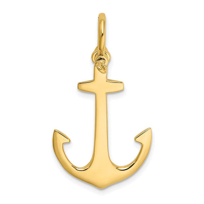 585 Gelbgold 3-D polierter Anker-Charm