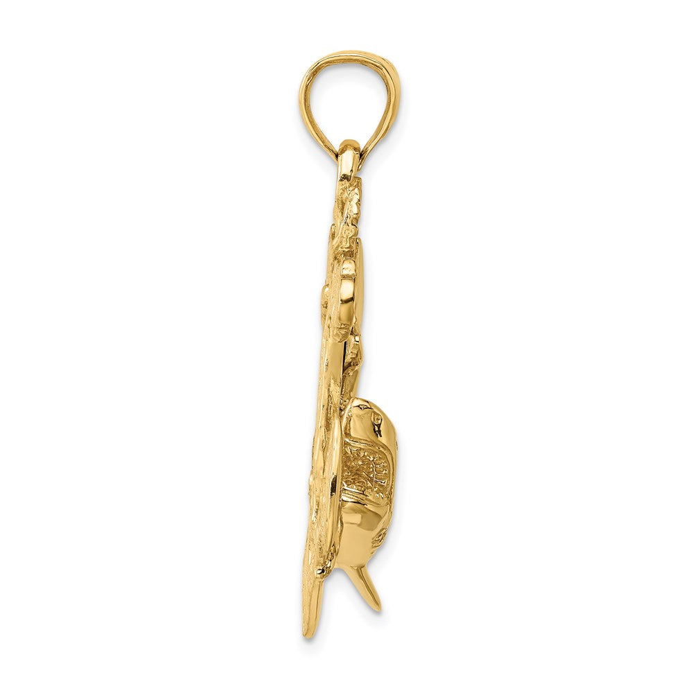 14K Gelbgold 2-D-Anker-Charm mit Hai