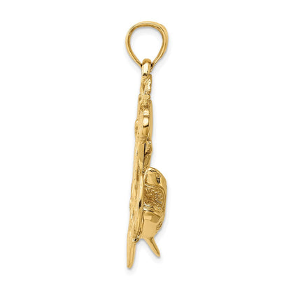 14K Gelbgold 2-D-Anker-Charm mit Hai