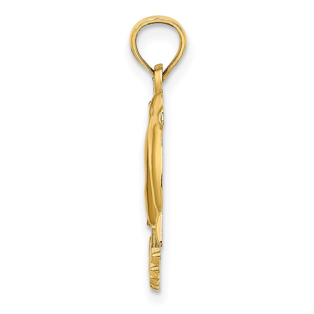 14K Gelbgold Poliert Ocean City mit Springend Dolphins Charm