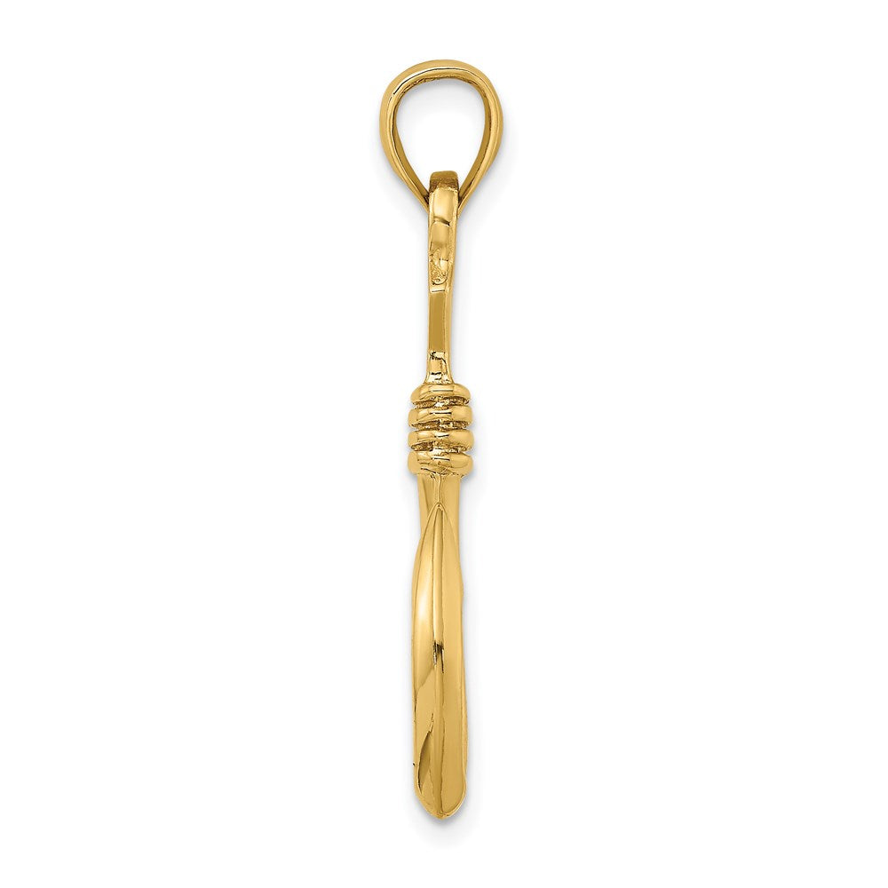 14K Gelbgold 3-D Angelhaken-Charm mit Seil, groß