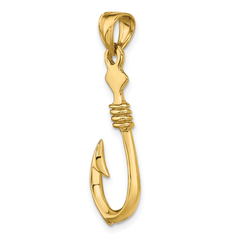 14K Gelbgold 3-D Angelhaken-Charm mit Seil, groß