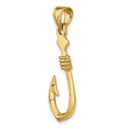 14K Gelbgold 3-D Angelhaken-Charm mit Seil, groß