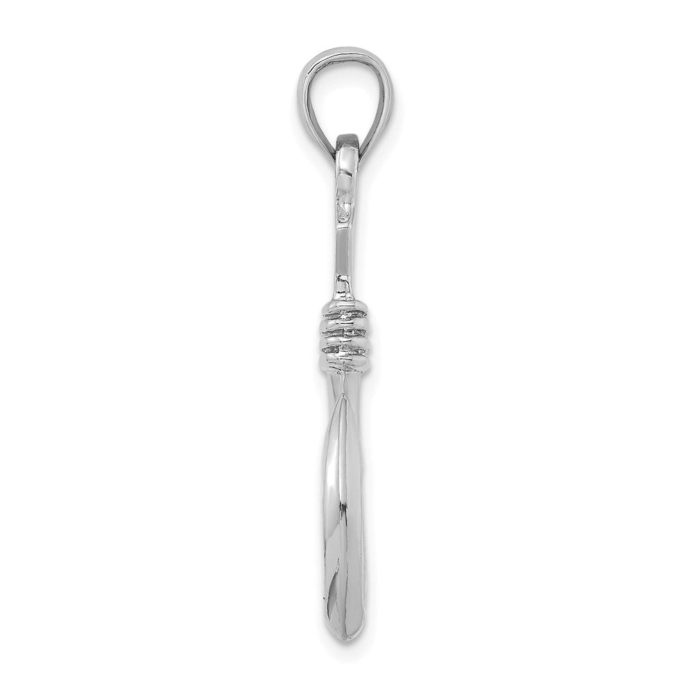 14K Weißgold 3-D großer Angelhaken-Charm mit Seil