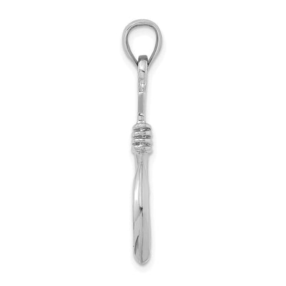 14K Weißgold 3-D großer Angelhaken-Charm mit Seil