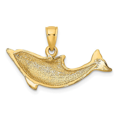 14K Gelbgold Polierter Delfin-Charm