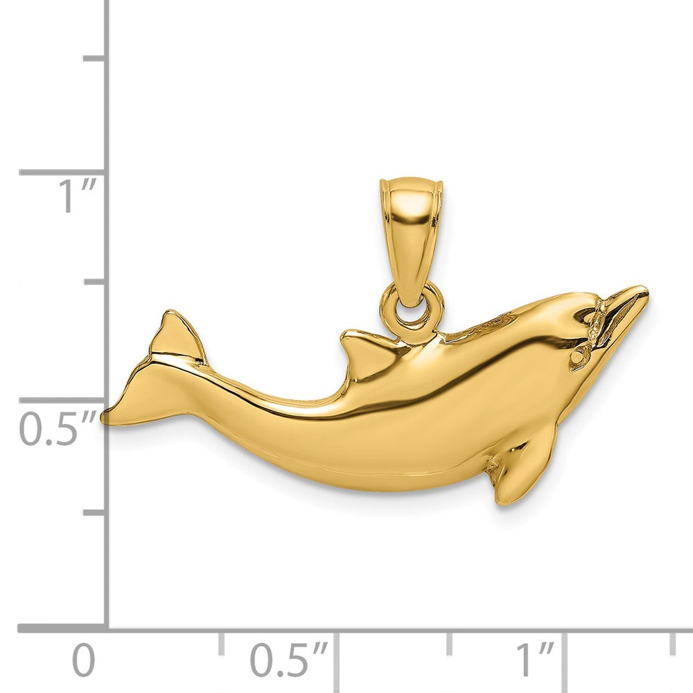 14K Gelbgold Polierter Delfin-Charm