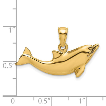14K Gelbgold Polierter Delfin-Charm