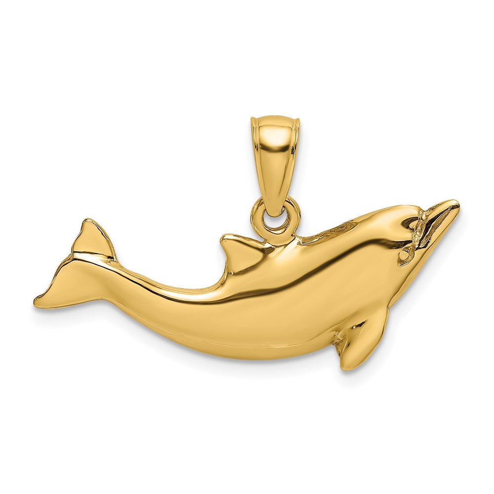 14K Gelbgold Polierter Delfin-Charm