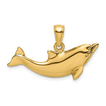 14K Gelbgold Polierter Delfin-Charm