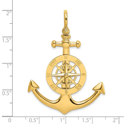 14K Gelbgold großer Anker-Charm mit nautischem Kompass