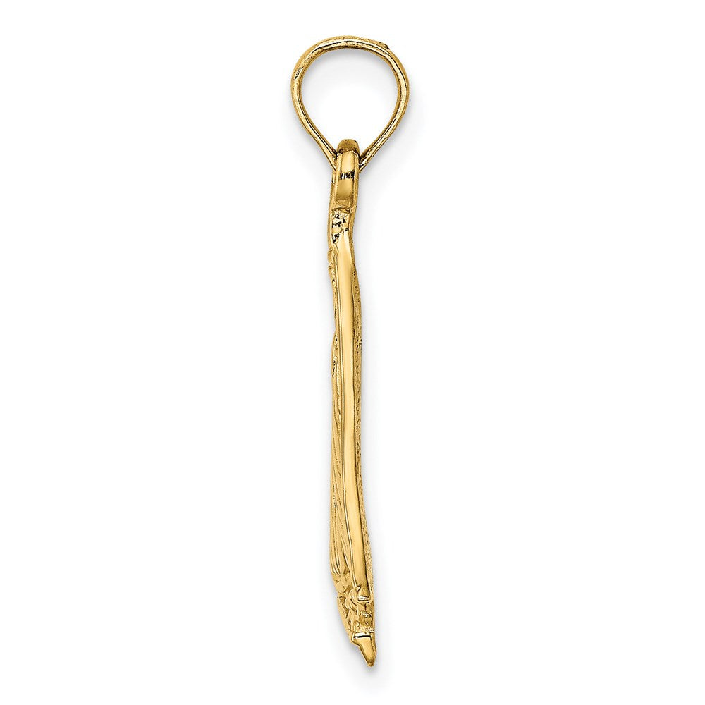 14K Gelbgold Polierter und Strukturierter Segelboot-Charm