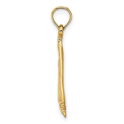 14K Gelbgold Polierter und Strukturierter Segelboot-Charm