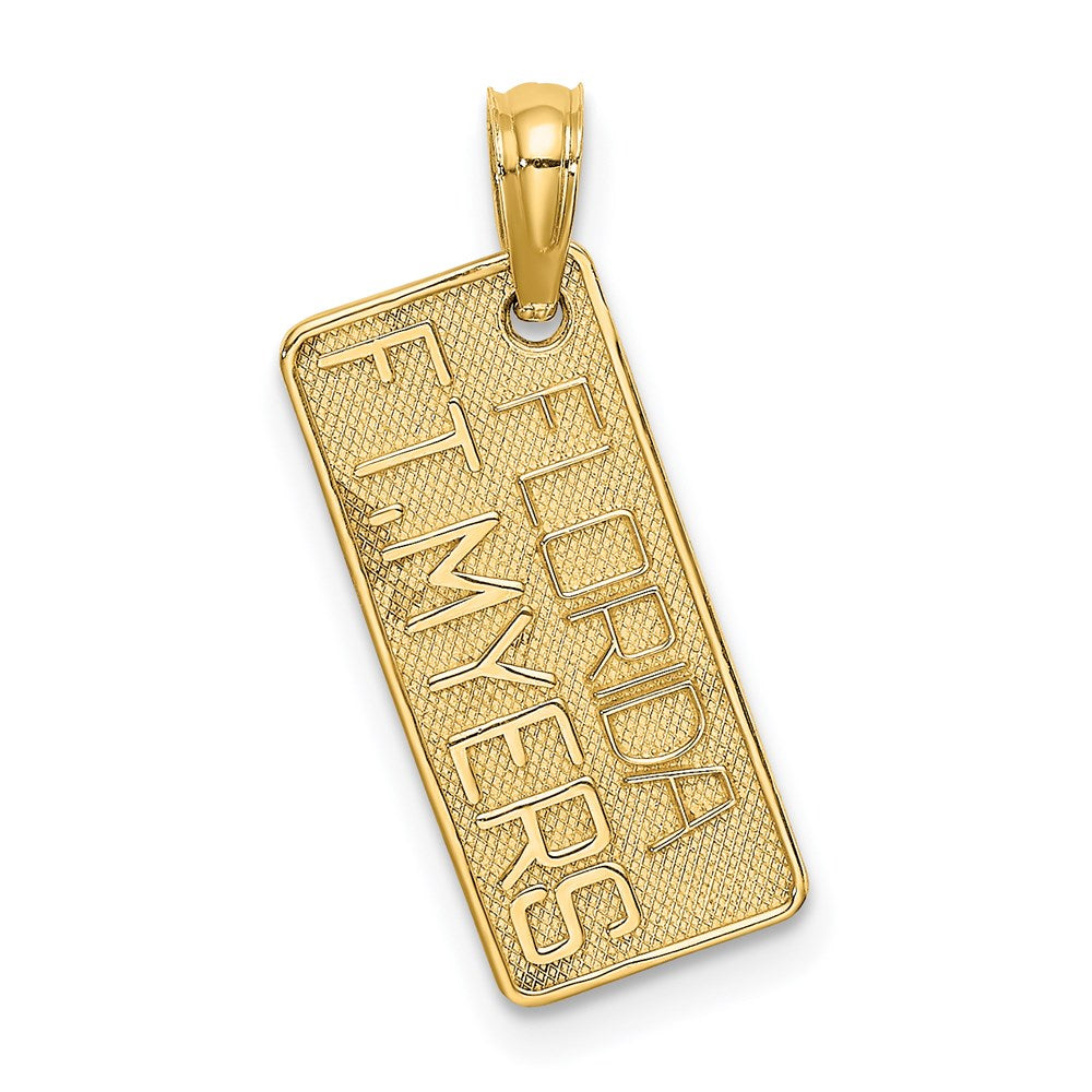 14K Gelbgold Strukturiert Ft. Myers Florida License Platte Charm